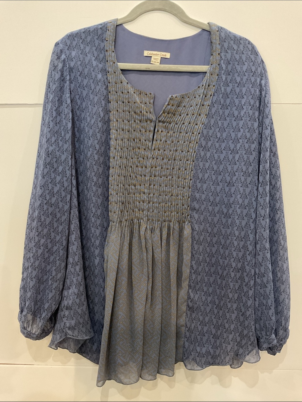 Coldwater Creek Patterned Blue Blouse
